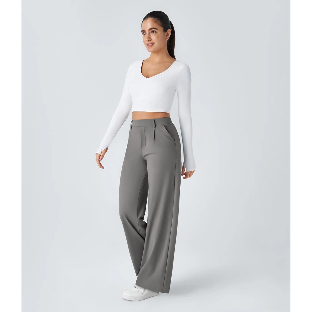 Halara Pants Womens XS Petite DayStretch High Waisted Straight Leg Work Gray NWT